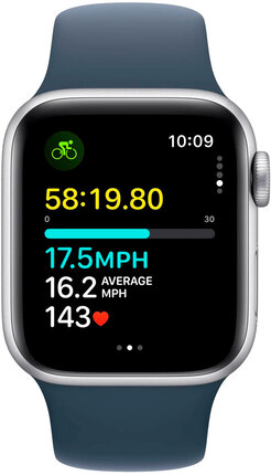Смарт-годинник Apple Watch SE GPS 40mm Silver Aluminium Case with Storm Blue Sport Band - S/M (MRE13QP/A)